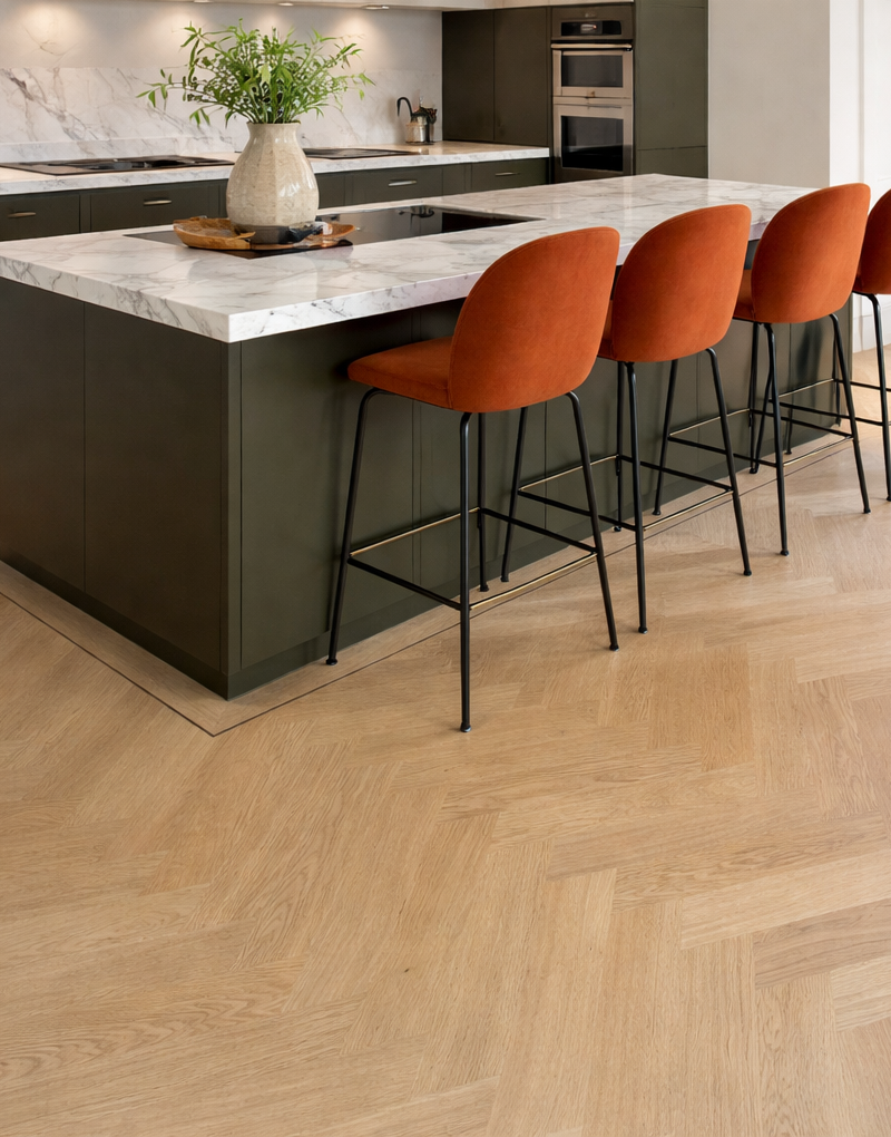 Weense punt vloer, Hongaarse punt vloer, houten vloer, visgraat vloer, PVC-vloer, designvloeren, De Paal Parket